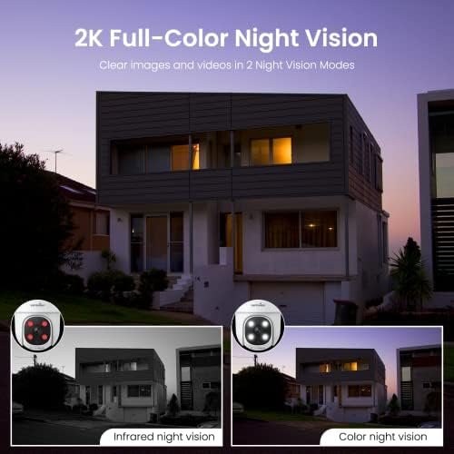 wansview 2K Security Cameras Wireless Outdoor-2.4G WiFi Home Security Cameras via Remote Control with Phone APP for 360° View, Color Night Vision, 24/7 SD Card Storage, Works with Alexa/Google Home - Image 2