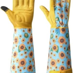 Velway Long Gardening Gloves for Women - Thorn Proof & Rose Pruning Forearm Protection Garden Gloves - Breathable Leather Long Garden Gloves Gifts & Tools for Gardener Yard Work Medium
