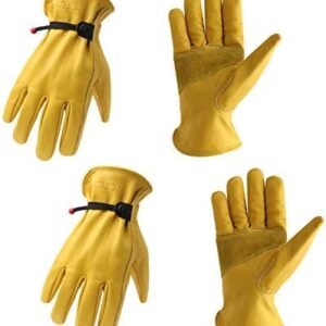 HLDD HANDLANDY Leather Work Gloves, Stretchable Wrist Rigger Glove for Men & Women