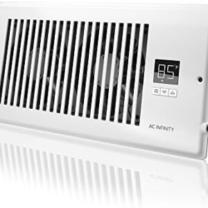 AC Infinity AIRTAP T4, Quiet Register Booster Fan with Thermostat 10-Speed Control, Heating Cooling AC Vent, Fits 4” x 10” Register Holes, White