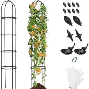 Giantex 2-Pack Tomato Cages, 69” PE-Coated Metal Garden Obelisk Trellis for Climbing Plants, Rustproof Plant Cage & Supports w/Adjustable Height, for Vine Jasmine Rose Tomato