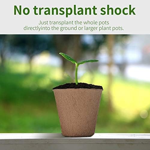 Oubest Peat Plant Pots for Plantings, Plant Starter Kit Paper Pulp Germination Planting Pots Indoor Seedling Pot Supplies 3" Round 50Pc Solid Color - Image 5