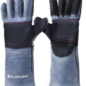IC ICLOVER Animal Handling Gloves Snake Bite Proof, Double Leather Padding Reinforced Palm & Fingers Protection for Grabbing Snake Reptile Bird Falcon Handling, Cat Dog Training Anti Scratch - 16inch