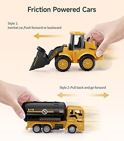 Geyiie Construction Trucks Toy Set, Construction Vehicles Site for Kids Engineering Toys Playset for Boys Girls, Pull Back Cars Excavator Tractor Bulldozer Dump Sand Toys Gifts for Party Favor - Image 4