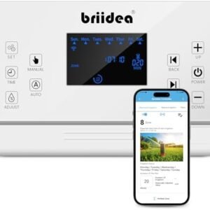 8 Zones WiFi Smart Sprinkler Controller, Briidea Automatic Irrigation Controllers with Customized Watering Schedule & Seasonal Adjustment, Save Water and Keep Your Plants Thrive