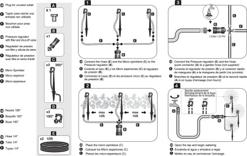 Lily's Home Above Ground Sprinkler System. Pre-Assembled Garden Sprinklers for Small Areas. DIY Irrigation Plant Watering Kit - Image 6