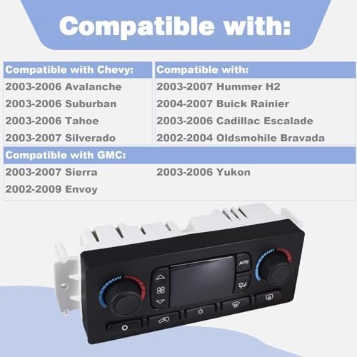 CULMKARI 599-211XD Heater A/C Control Switch Panel Climate Control Module Fits for 2002-2009 Chevy Silverado Suburban/GMC Sierra Yukon Envoy/Cadillac Escalade/Oldsmohile Bravada OE 10367042 10399657 - Image 2