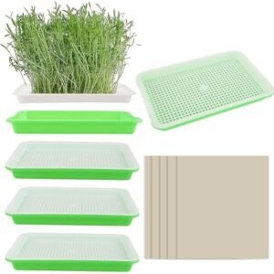 24 Pack Seed Sprouter Tray with Drain Holes Seed Garden Plant Germination Propagation Trays Microgreens Growing Trays Wheatgrass Tray with Germinating Paper for Garden Home