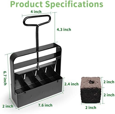 Mini Soil Blocker Manul 4 PCS 2 inch Soil Block Iron Maker with 3-in-1 Soil Tester for Home, Garden, Lawn, Farm, Indoor and Outdoor Use, Promote Plants Healthy Growth - Image 7