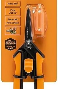 Fiskars Micro-Tip Pruning Snips - 6" Garden Shears with Sharp Precision-Ground Non-Stick Coated Stainless Steel Blade - Gardening Tool Scissors with SoftGrip Handle