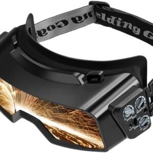 Welding Glasses Auto Darkening View Area 4.82 x 1.38 Inch Welding Goggles for Men Assemblable Adjustable Cutting Torch Glasses Welding Gear for TIG MIG ARC Cutting Grinding, Not Include Mask