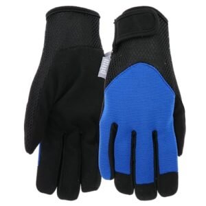 Tough Men's Gardening Gloves, Synthetic Leather, Breathable Spandex, High Dexterity, True Blue (MD52021TB-ML)