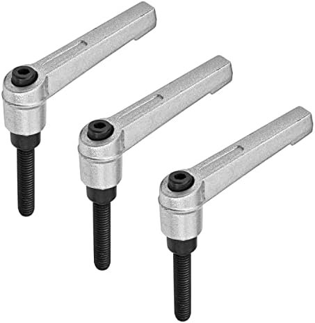 MroMax 3Pcs M6 x 30mm Clamping Lever Handle Aluminum Alloy Male Thread Adjustable Handle Lathe Machine Knob for Machinery, Woodworking and Industry Equipment Silver Tone