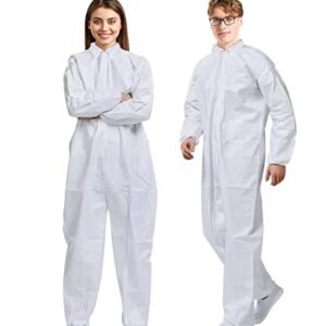 Hazmat Suits | One Pack, Medium | Disposable Protective Coveralls, Heavy Duty Full Body Painters Suit for Men & Women Without Hood - Breathable & Water Resistant - Medium