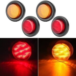 2 x 2 9 Led Amber Light Round Side Marker Light Clearance 2 x 2 Red Light Round 9 Led for Boats Truck Trailer Pickups