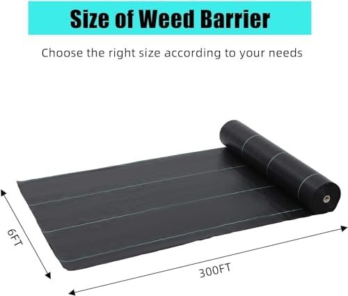 6ft X 300ft Weed Barrier Landscape Fabric Heavy Duty, Towallmark Premium 3.2oz Ground Cover Weed Block Gardening Mat, Easy Setup & Superior Weed Control, Perfect for Erosion Control, Weed Barrier - Image 2