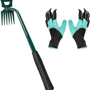 Weeding Artifact Uprooting Weeding Tool Claw Gloves Kit, 6 Teeth Dual Purpose Weed Puller, for Yard Farm Gardening Cultivating Loosening Weeding Mulching Planting Steel Hand Weeder