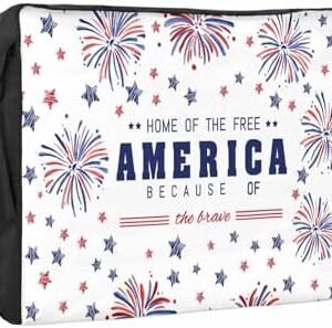 4th of July Outdoor TV Cover 32 Inch Stars Firework TV Enclosure Independence Day Blue Red TV Covers for Outside TV Display Screen Protector with Remote Control Pocket