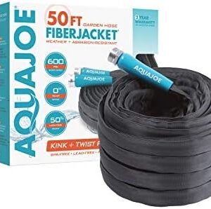 Aqua Joe AJFJH50-58-PRO FiberJacket Non-Expanding Kink-Free Garden, RV, Marine and Camper Hose, Ultra-Lightweight, Drinking Water Safe, ft, 50-Feet x 5/8-Inch