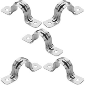 OhLectric Pipe Support Strap - Steel Pipe Strap with 2 Holes - Heavy-Duty 2” inch U Bracket - Zinc Coated Tension Tube Clip - Pipe Clamp for EMT Conduits - OL-72891 - 5 PCS