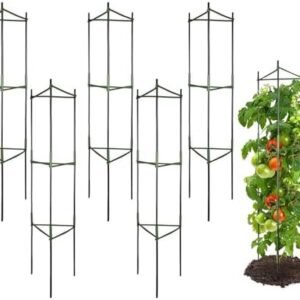GROWNEER 6 Packs Tomato Cages, Up to 51 Inches Plant Cages Assembled Tomato Garden Cages Stakes Vegetable Support Trellis, with Clips, 78" Garden Ties and 328' Twist Ties, for Vertical Climbing Plants