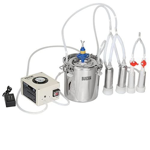 Goat Milking Machine, 6 L 304 Stainless Steel Bucket, Electric Automatic Pulsation Vacuum Milker, Portable Milker with Food-Grade Silicone Cups and Tubes, Adjustable Suction for Cows and Sheep - Image 9