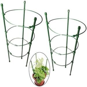 Orgrimmar Vine Trellis Support 17.7" Flowers Plants Cage Triple Plastic Pillar with Iron Rings Vine Plants Holder Stand Small Pot Plant Trellis for Home Garden Balcony(Pack of 2)
