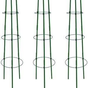 Gardzen 3-Pack Tomato Cage, Plants Support, Trellis Climbing Ring Cage, Stand for Pepper Eggplant Tomato Flowers