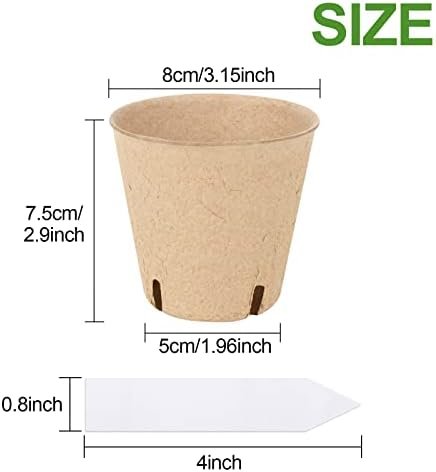 100PCS Peat Pots, 3.15Inch Seed Starting Pots with Drainage Holes Round Nursery Pot, Garden Germination Nursery Pot Bonus 20 Plant Labels - Image 3