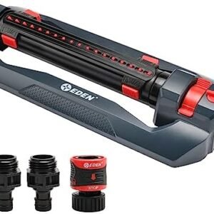 Eden 3-Way Turbo Oscillating Sprinkler for Large Yard and Lawn W/Quick Connector Starter Set-Covers up to 4,000 sq. ft. (Model#94094)
