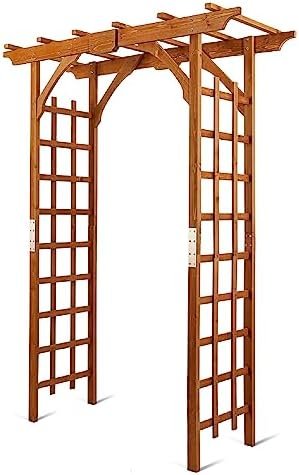 82.6" High x 63.4'' Wide Wooden Garden Arbor, Trellis Plants Support with Durable Wood Use, Pergola for Garden Backyard, Lawn for Outdoor Garden Climbing Plants Wedding Arches Ceremony