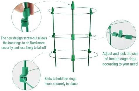 Adjustable Tomato Plant Support Cages. 8 Pack 36 Inch Tomato Plant Stakes for Climbing Plants,Vegetables,Flowers,Fruit. - Image 3