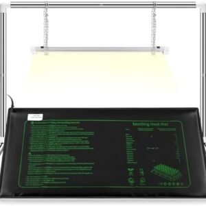Seedling Grow Light with Stand Seeding Starter Kit with Heat Mat and 1.7ft LED Grow Light Stand Rack Full Spectrum Light and On/Off Switch for Seed Starting and Propagating, Height Adjustable
