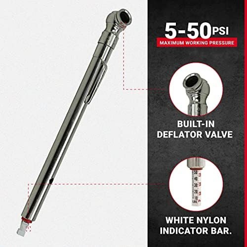 Milton S-928 Air/Water-Filled Tire Pencil Pressure Gauge, Built-in Deflator Valve, Pressure Measured in PSI & kPa, Easy to Read - Image 2