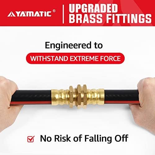 YAMATIC Garden Hose 75 ft,Ultra Durable Water hose, 5/8 inch Regular Hose with Solid Brass Connector for All-weather Outdoor, Car wash, Lawn, Black - Image 4