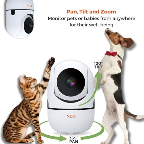 MOBI MobiCam HDX Wi-Fi Pan & Tilt Smart Pet Monitoring Camera, Pet Video Monitor, Night Vision IP Camera, Motion Detection, Full HD, Two-Way Audio, Remote View & Recording with Free Smart App - Image 3