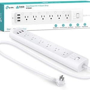 Kasa Smart Plug Power Strip HS300, Surge Protector with 6 Individually Controlled Smart Outlets and 3 USB Ports, Works with Alexa & Google Home, No Hub Required , White