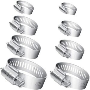 Selizo 40Pcs Hose Clamp Including 7 Sizes Adjustable Pipe Tube Clamps 304 Stainless Steel Hose Clips