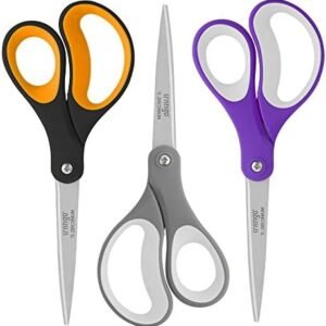 LIVINGO Scissors All Purpose, Student School Scissors, Sharp Titanium Coated Stainless Steel Shears for High Middle School Teacher Crafting, Office Home Sewing Cutting Fabric, 8 inch 3 Pack