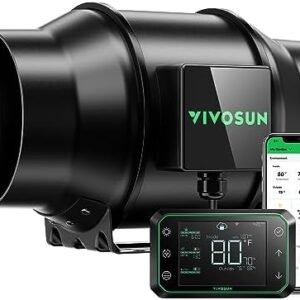 VIVOSUN AeroZesh G6 Inline Duct Fan, Quiet 6" 388 CFM Ventilation Exhaust Fan w/EC Motor and GrowHub E42A Temperature Humidity WiFi-Controller for Heating Cooling Booster, Grow Tents, Hydroponics