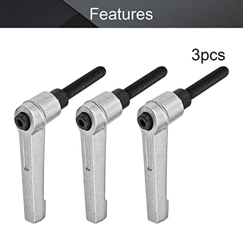 MroMax 3Pcs M6 x 30mm Clamping Lever Handle Aluminum Alloy Male Thread Adjustable Handle Lathe Machine Knob for Machinery, Woodworking and Industry Equipment Silver Tone - Image 4