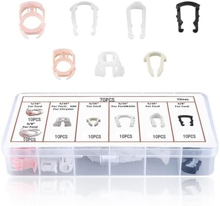 70 PCS Car Fixed Clip Classification Combination Kit, Nylon Material Fuel Hose Line Repair Fastening Clip, Multi-functional Replacement Accessories, Compatible with GM, Ford (Multicolored)
