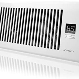 AC Infinity AIRTAP T4, Quiet Register Booster Fan with Thermostat 10-Speed Control, Heating Cooling AC Vent, Fits 4” x 12” Register Holes, White