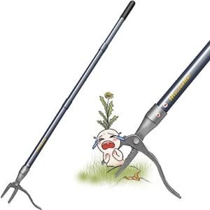 Weeder, 52" Long Metal Handle Weed Puller Tool with 4 Stainless Steel Claw, Weeding Tool for Lawn and Garden, Easily Remove Weeds Without Bending, Pulling, or Kneeling.