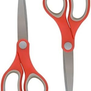 Westcott 55846 7-Inch School Scissors, All-Purpose Heavy-Duty Scissors for Crafting, School and Work, Red/Gray, 2 Pack
