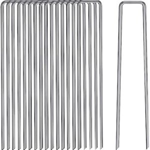 6 Inches Garden Stakes Metal Landscape Staples 16 Packs 11 Gauge Stakes Galvanized Steel Lawn Stakes Yard Staples Securing Pegs for Weed Barrier Fabric Ground Cover Holding Fence and Artificial Turf