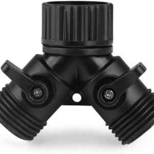 1 Pc of Black - 3/4" Double Two Way Tap Garden Connector Adaptor Hose Splitter Water Hose Tap