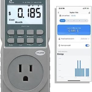 PN2500 Professional NEMA 5-15 Wi-Fi Wireless Level 1 EV Charger Pass-Through Power Usage Monitor (60-240V, 25Amp)