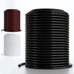 1/4 Drip Irrigation Tubing, 200 Feet, Flexible PVC Plastic Drip Irrigation Hose for Gardening, Misting, Hydroponics and DIY Landscape Garden Projects, Blank Distribution Tubing (200ft, Black)