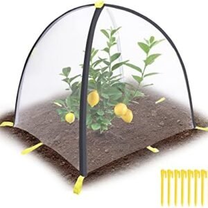 22 x 22 x 23 Inch Insect Barrier Plant Tent Cover-Bug Guard Cover with Stakes-Insect Bird Barrier Netting Mesh for Protect Vegetable Plants Fruits Flowers from Birds Animal Eating(S)